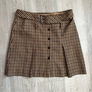 Vintage wool plaid skirt with belt